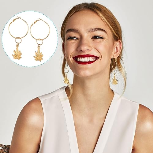 Miniatura 2 de PAGOW 96 aros de aretes para hacer joyas, aretes redondos de aleación hipoalergénica, aretes de oro abiertos, aretes de bricolaje con cuentas