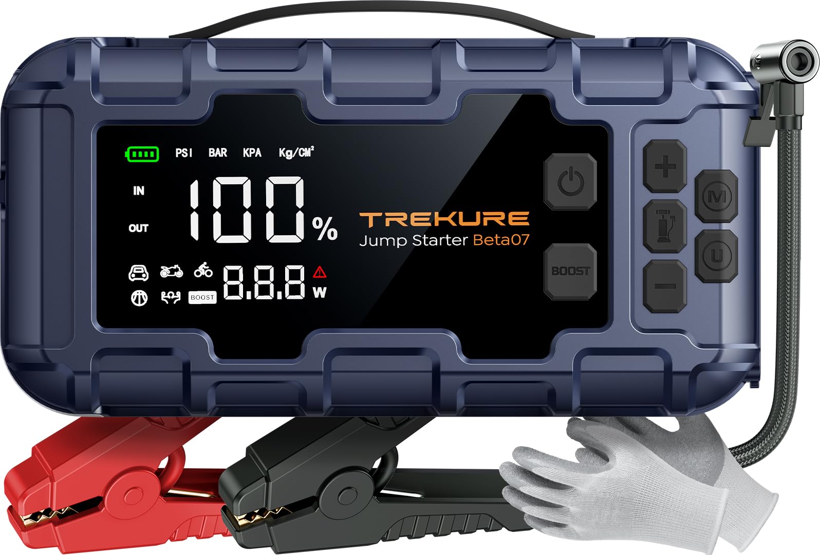 TREKURE Booster Batterie Voiture 5000A 16800mAh, 12V Démarreur Voiture (Jusqu'à 9.0L Essence & 8.5L Diesel), Booster Batterie Moto Portable, Pince Intelligente Avec Affichage, Lumière LED à 4 Modes