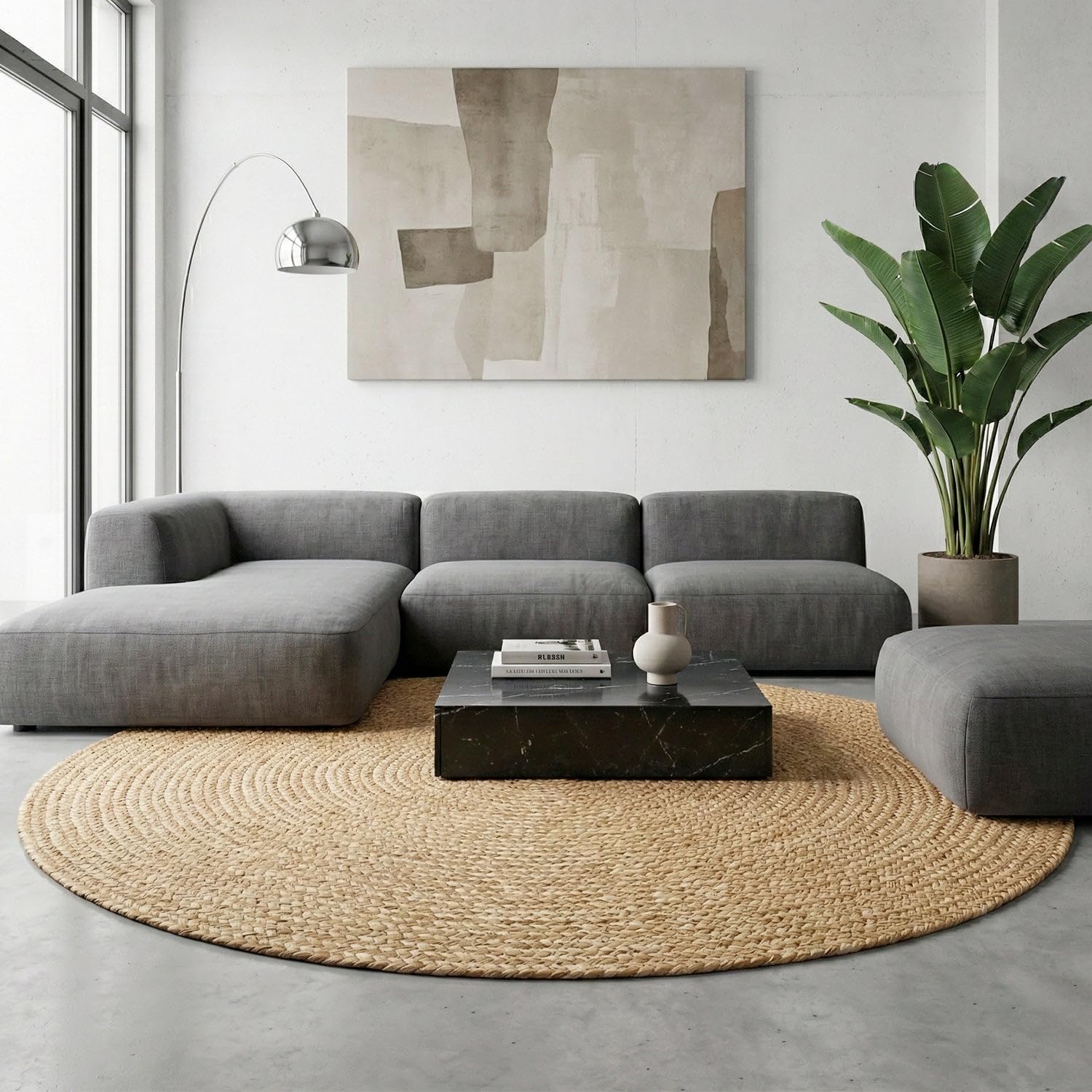 Tappeto in iuta artigianale 120 x 120 cm rotondo