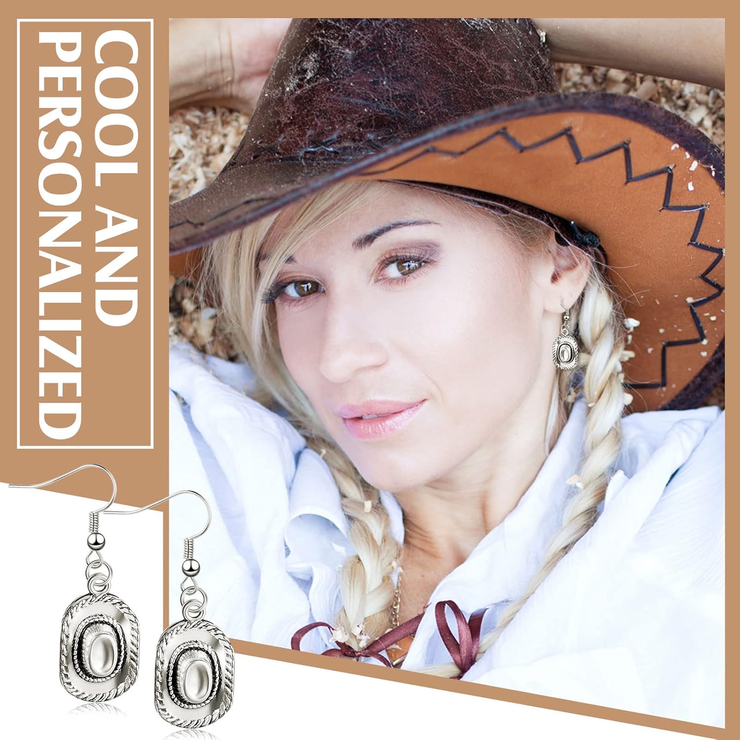 Henoyso 4 Pairs Cowgirl Boot Hat Western Earrings for Women Cowboy Dangle and Drop Earrings for Ladies - Image 4