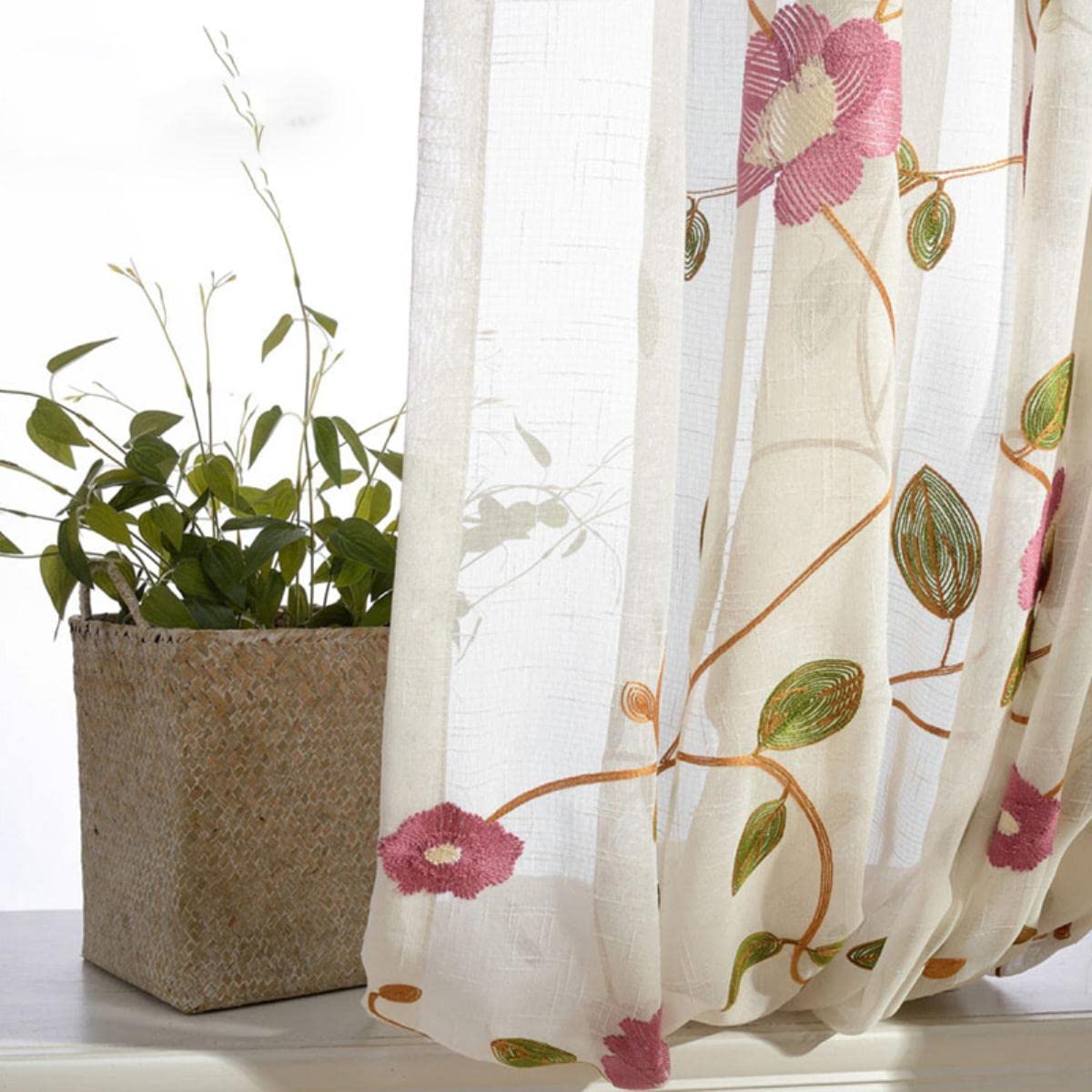 Rideaux en Tulle brodés Floraux pour Le Salon Rideaux de fenêtre pastoraux de Style américain pour la Chambre à Coucher