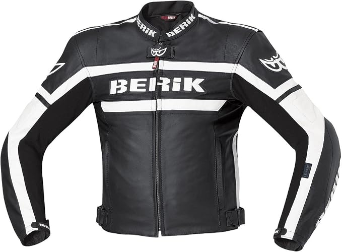 berik LJ de 9667 a de BK Chaqueta de piel Negro/Blanco 54 : Amazon.es:  Coche y moto
