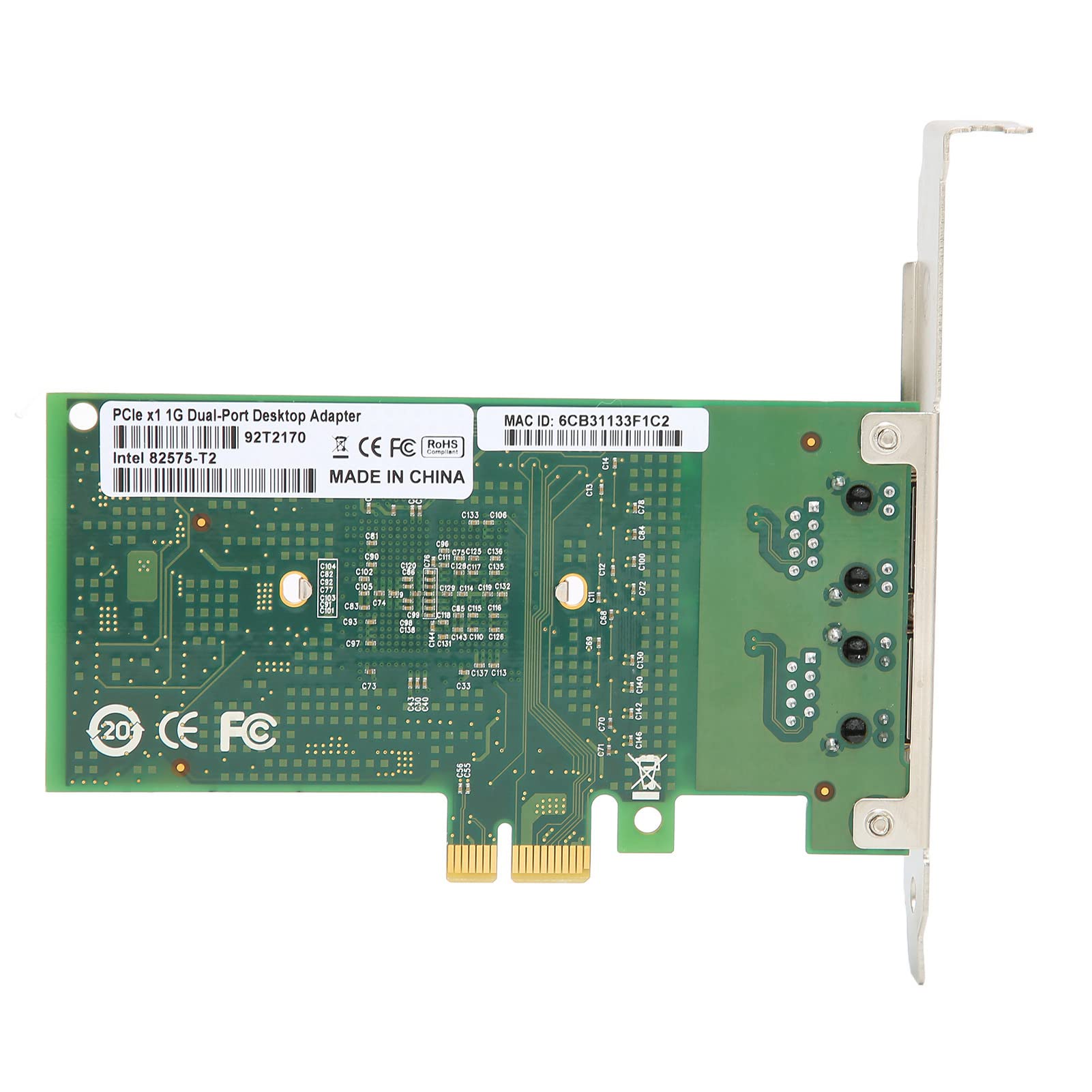 PCI e Gigabit Nic Dual Port, Chipset 82575Eb 1000 MBps, Design Del Circuito Buona Dissipazione Termica Compatibile con Windows PCI e X4, X8, X16