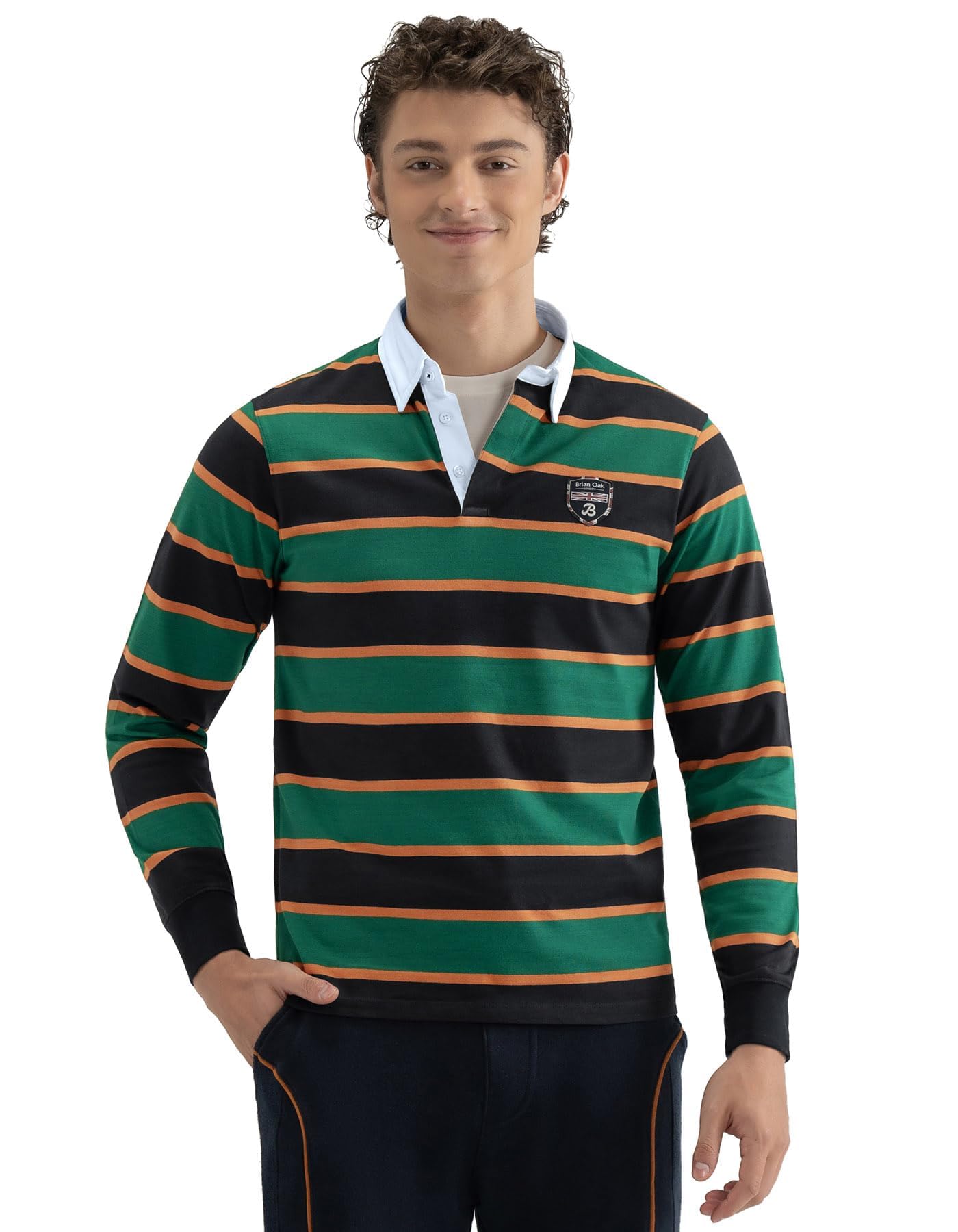 Brian Oak London Men's Rugby Shirt - Green - Cotton - M