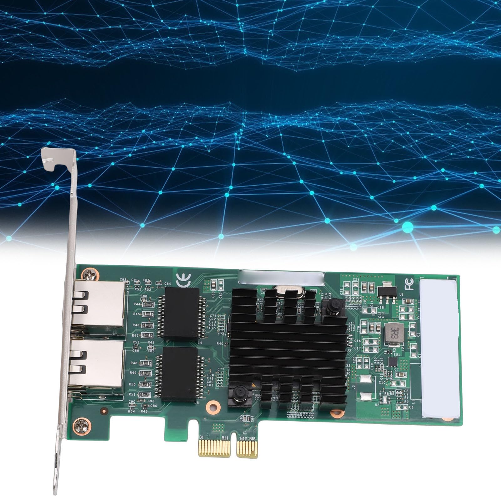 Bewinner Tarjeta de Red PCI Express, Controlador 82575 Adaptador Gigabit Ethernet de 1 GB con 2 Puertos RJ45 10 100 1000 Mbps, Compatible con Servidor Soporte de Perfil Bajo