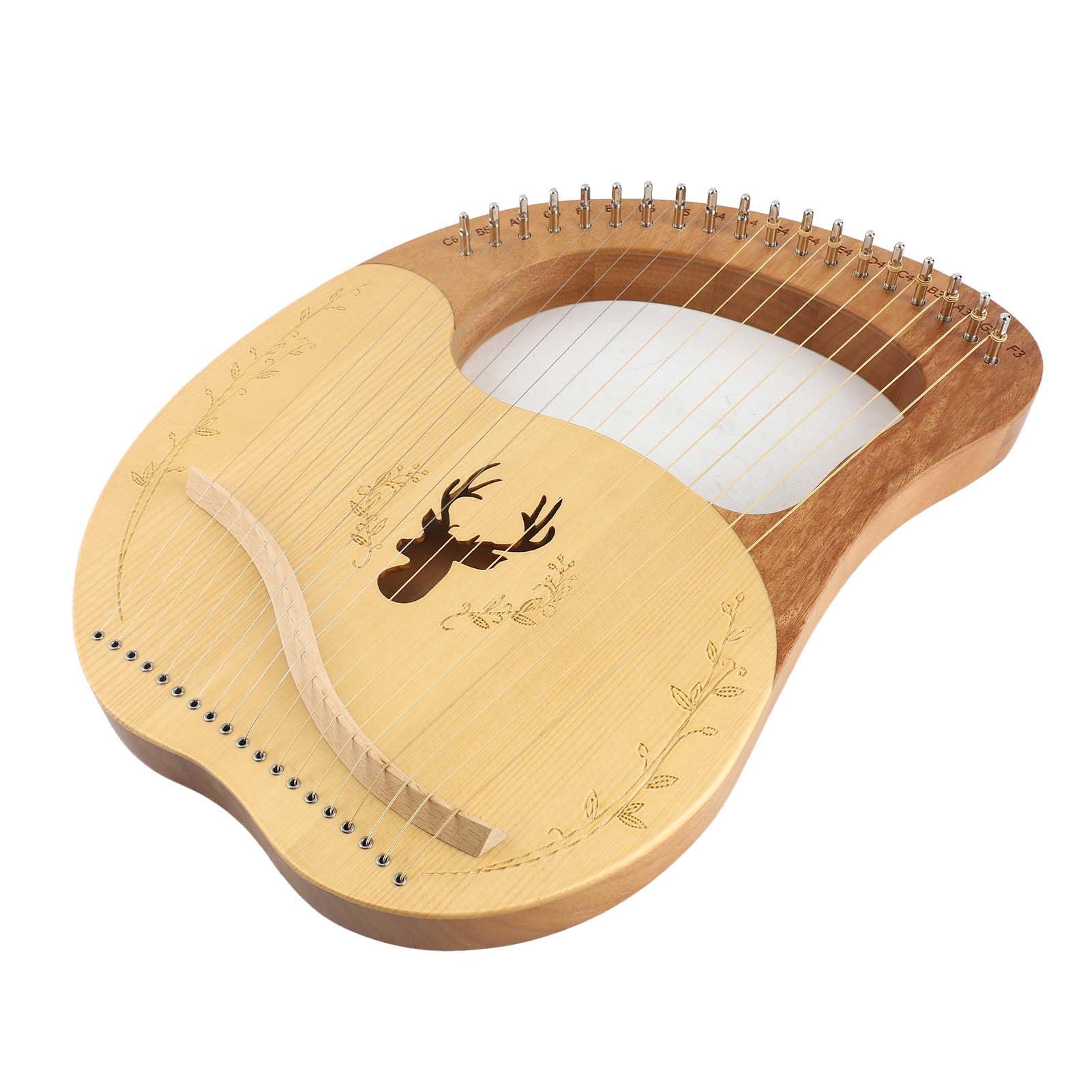 Arpa de Lira de 19 cuerdas instrumento de cuerda de caja de resonancia de madera portátil con llave para afinar y púas para niños adultos principiantes (Naturelle)
