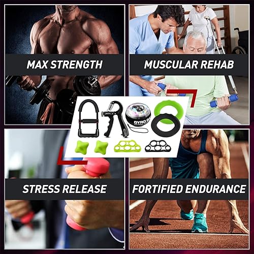 Miniatura 7 de Kit de entrenamiento fortalecedor de agarre de mano (10 piezas) entrenador de fuerza de agarre de manos, agarre de antebrazo, ejercitador de dedos,