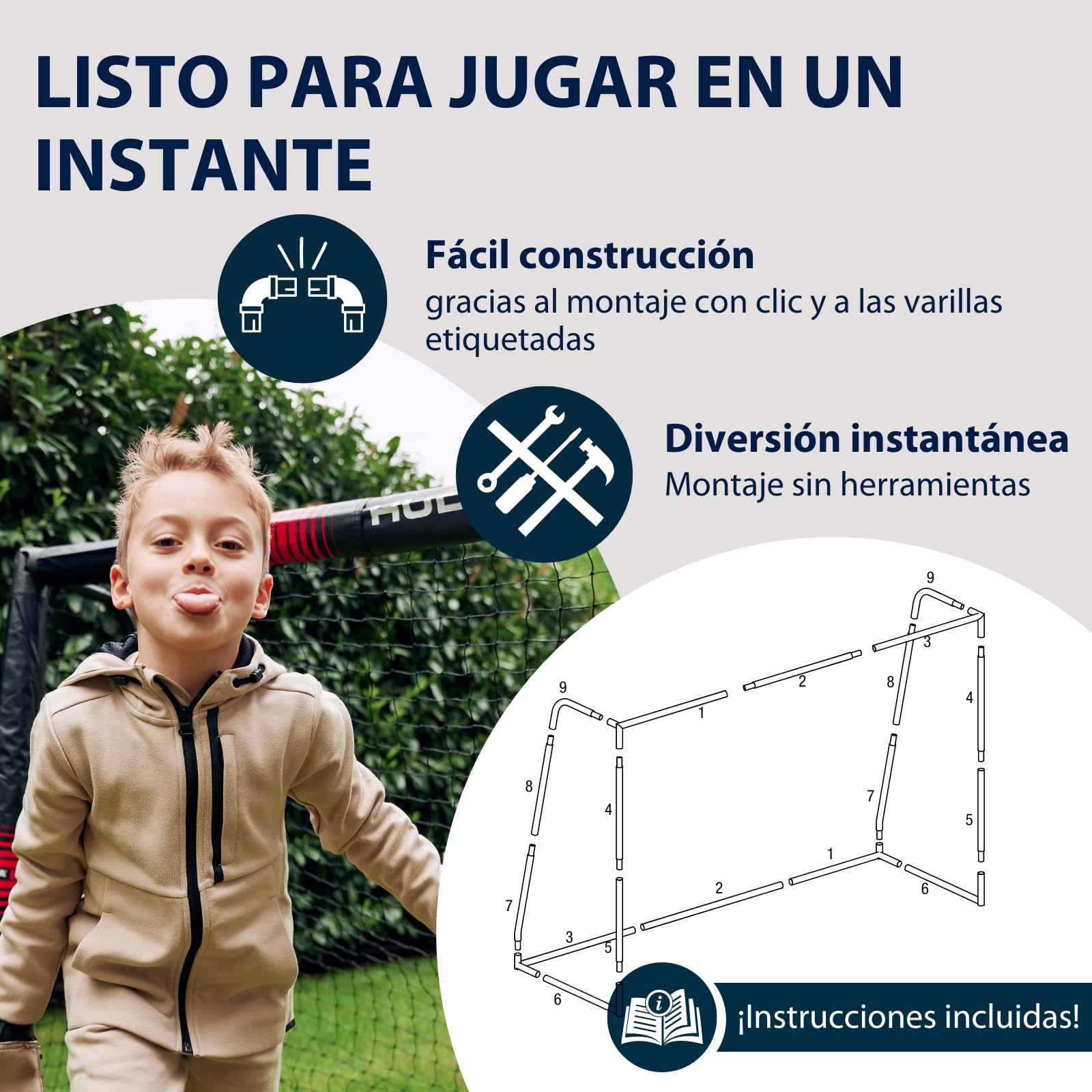 HUDORA Portería de Fútbol Pro Tect - Portería acolchada con red para niños y adultos