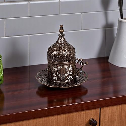 Miniatura 7 de Alisveristime (1 plato de taza de café turco griego árabe (Lale) (cobre antiguo)