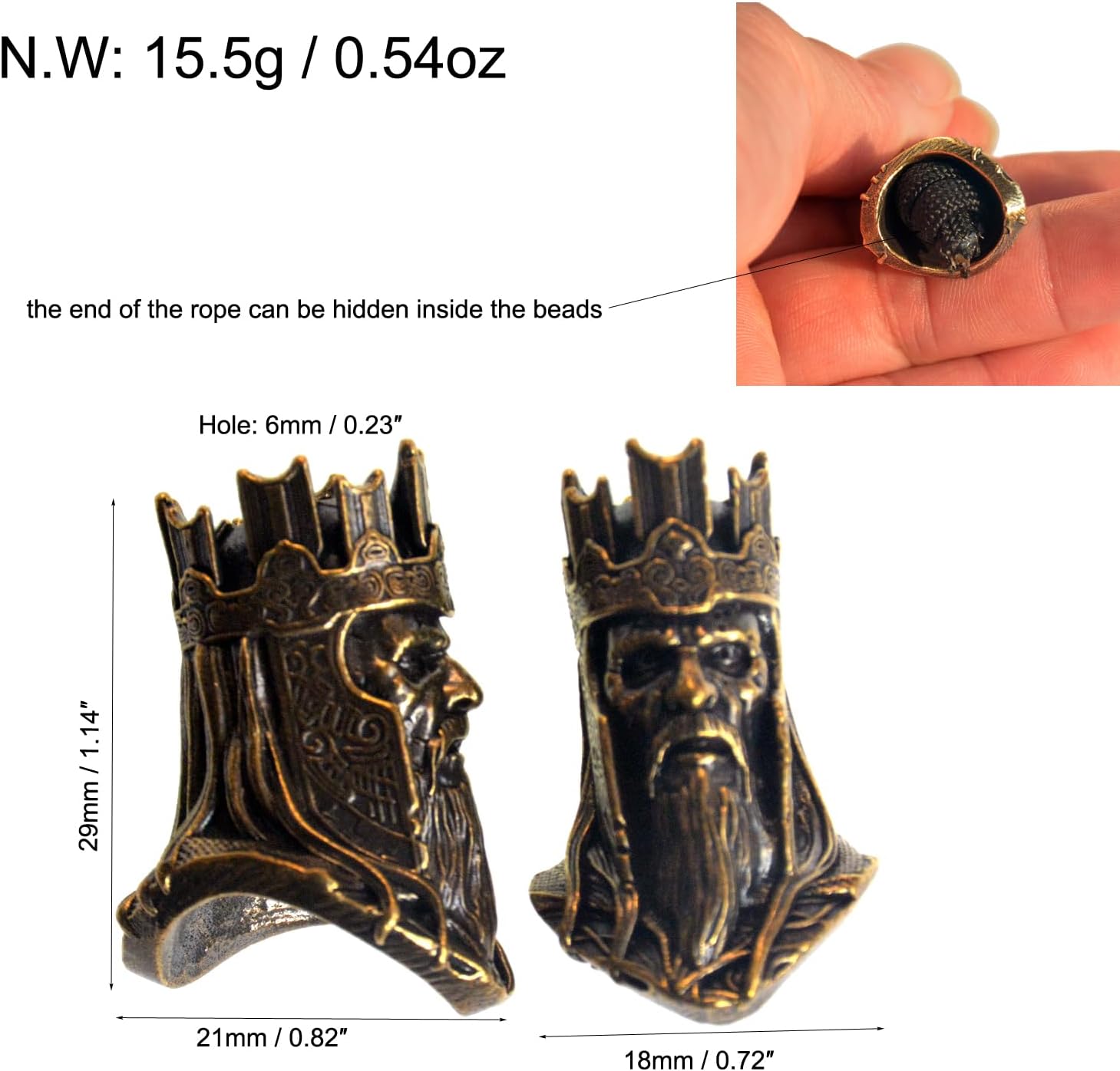 Knife Lanyard, Paracord, Pontiff Beads,Hand Casted Copper Charm,for EDC DIY Paracord Accessories ST#109 - Image 2