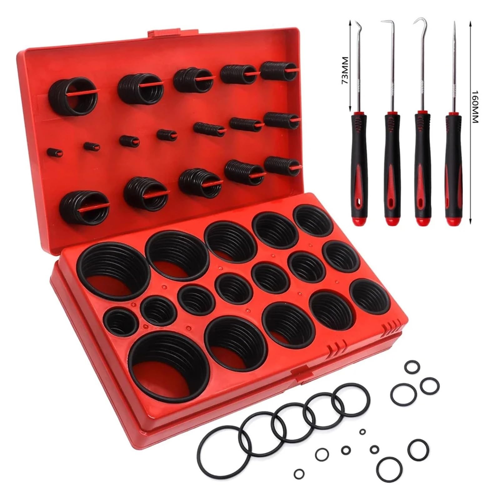 Generico Set di 419 Pezzi, assortimento Universale di O-Ring, 32 guarnizioni in Gomma nitrilica for impianti Idraulici, Automobili e riparazioni di rubinetti.(423Pcs Set)