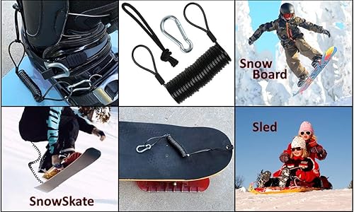 Miniatura 9 de Correa de seguridad con muñequeratobillo resistente mosquetón y lazo de paracord para Boogie tablas de snowboard tablas de surf SUP patinetes de