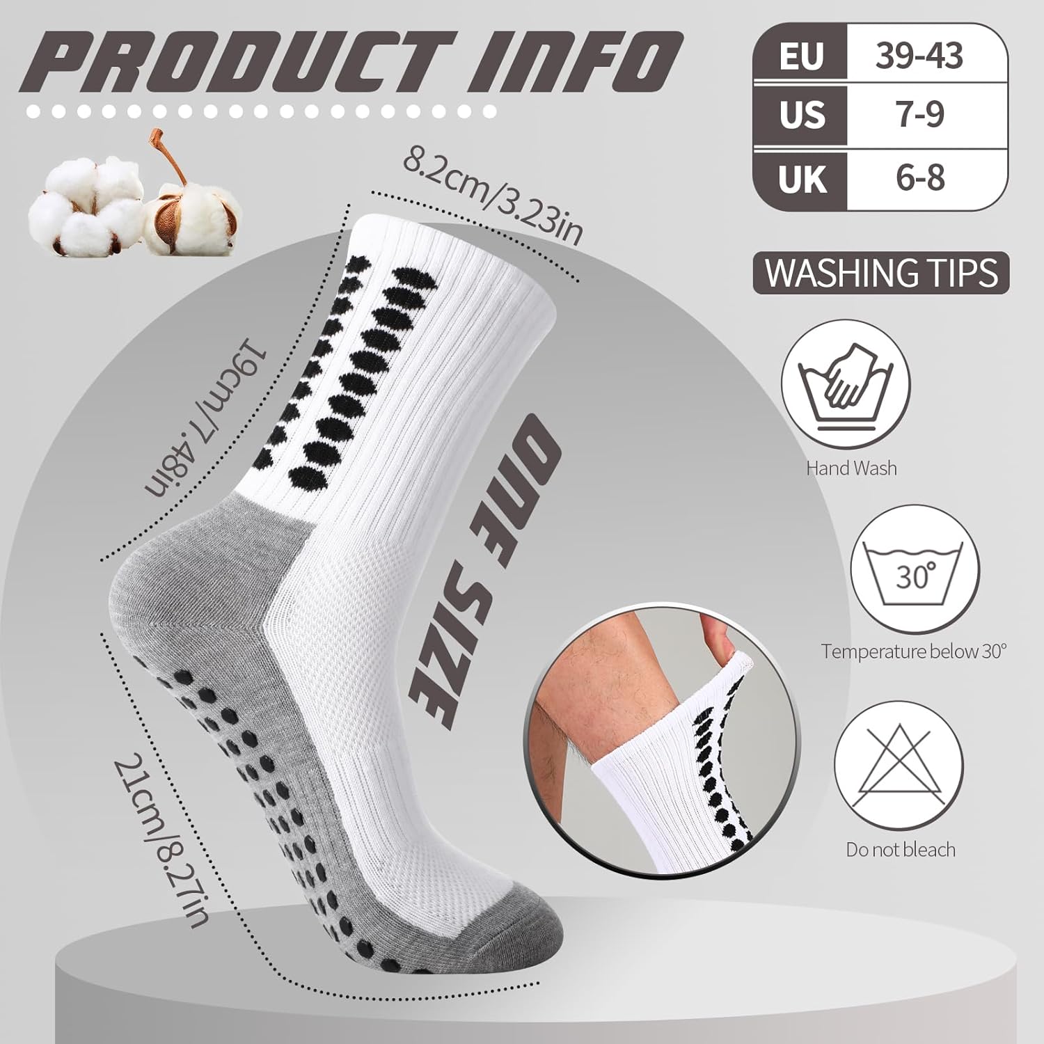 6 Pairs Grip Soccer Socks Anti Slip Athletic Socks Non Slip Sports Football Baseball Soccer Sock for Men Women - Image 4