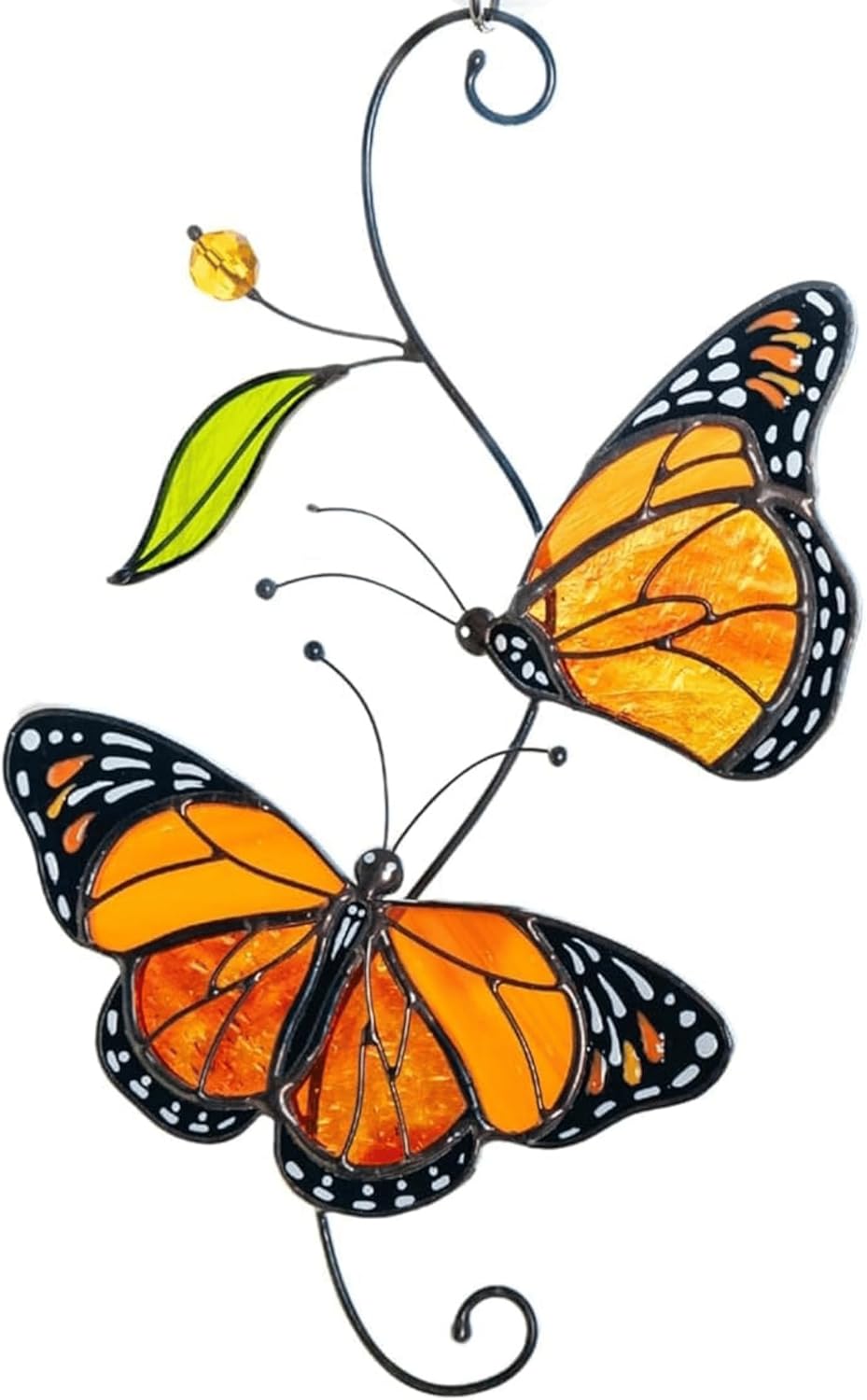 Monarch Butterfly Pair Handmade Stained Glass Suncatcher Stained Glass Window Hangings Unique Indoor Ornament & Outdoor Decor (Pair of Monarch)