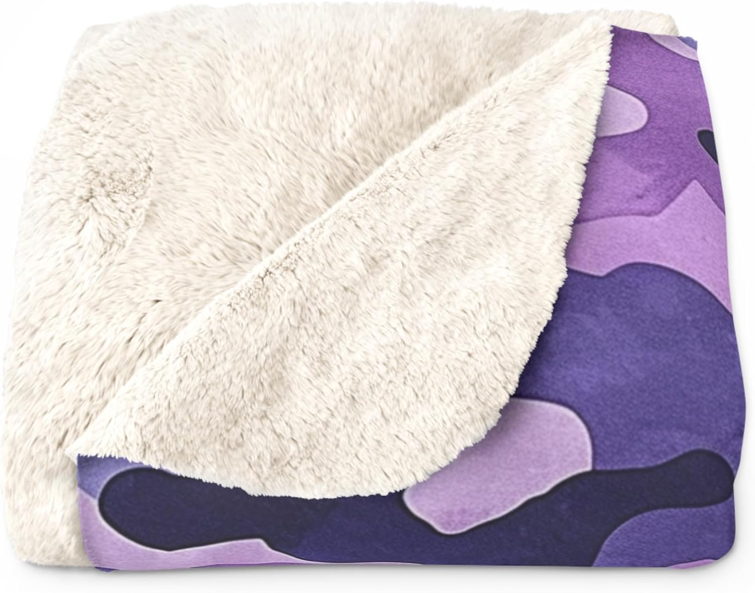 Sherpa Fleece Blanket Camouflage Blanket, Purple Camo Military Inspired Throw, Unique Home Decor Accent Piece - Image 3