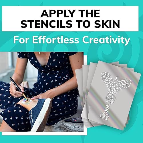 Miniatura 6 de BIC BodyMark - Paquete de expansión temporal de tatuaje para piel, punta de pincel premium, paquete de 6 unidades de colores y plantillas surtidos,