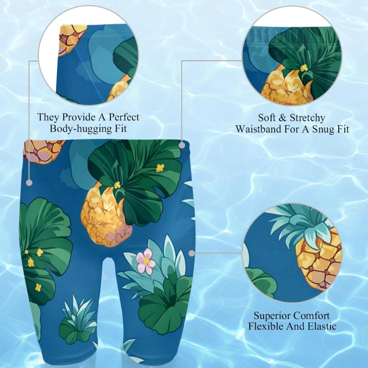 Men's Swimsuit Jammer Quick Dry Swim Jammer Racing & Training Swimsuit,Colored Pineapple