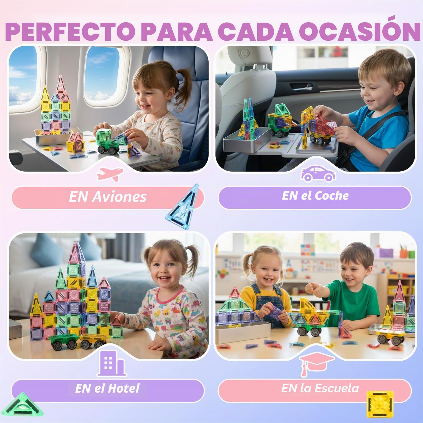 GAGAKU Mini Bloques de Construcción Magnéticos 62 piezas Azulejos Magnéticos, Juguetes para niños a partir de 3 4 5 6+ años niños niñas Bloques Magnéticos Juguetes Sensoriales