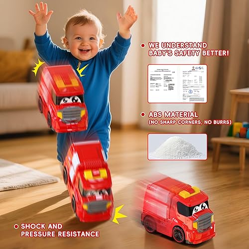 Miniatura 3 de Auto a control remoto para niños pequeños de 1 a 3 años, camión de bomberos de juguete para edades de 2 a 4 años, luces y sonidos, autos de