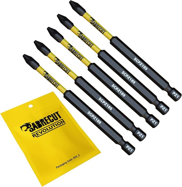 5 x SabreCut SCPZ189_5 89mm PZ1 Magnetic Impact Screwdriver Driver Bits Set Pozi Pozidriv Heavy Duty Compatible with Dewalt Milwaukee Bosch Makita and More