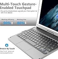 Vista 2 de TQQ Funda táctil para iPad de 9ª generación con teclado (10.2 pulgadas, 2021), trackpad multitáctil, cubierta protectora giratoria de 360°