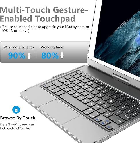 Miniatura 9 de Funda de teclado para iPad 10.2 de 987 generación, funda de teclado para iPad de 9 generación, 87 generación, funda protectora giratoria de 360 para