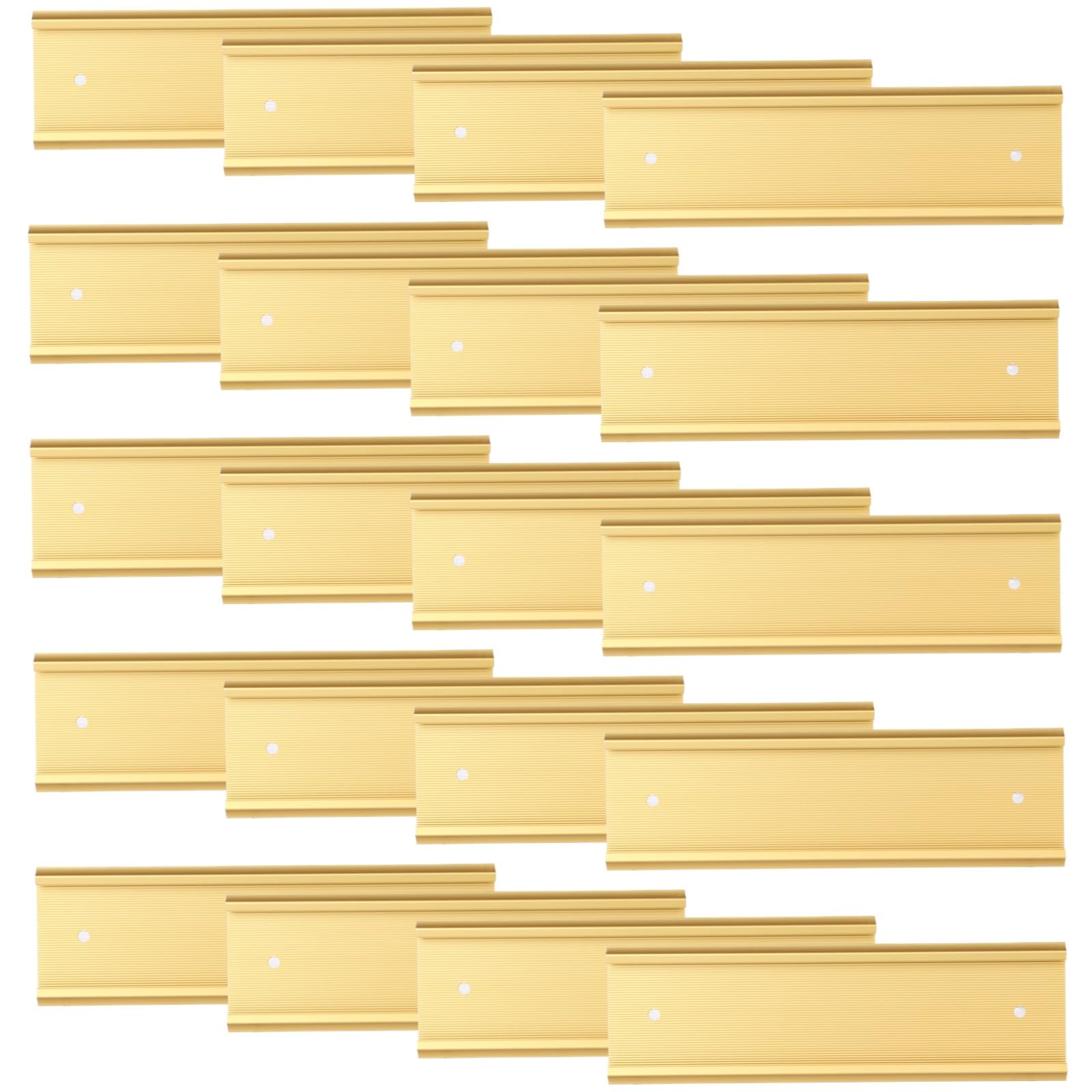 20 Stk. Namensschildhalter aus Aluminium, goldener Wandhalter für Schilder im Büro, strukturierte Oberfläche, 7,9 x 2,4 Zoll, rostfrei, für Geschäftsbereich, Besprechungsraum, Raumnummer