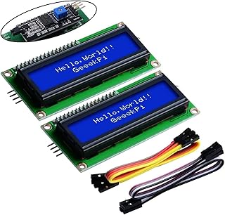 RIV International 2 Pcs LCD1602 1602 LCD Module Blue Screen 16x2 Character LCD Display with IIC I2C Serial Interface Adapter Module