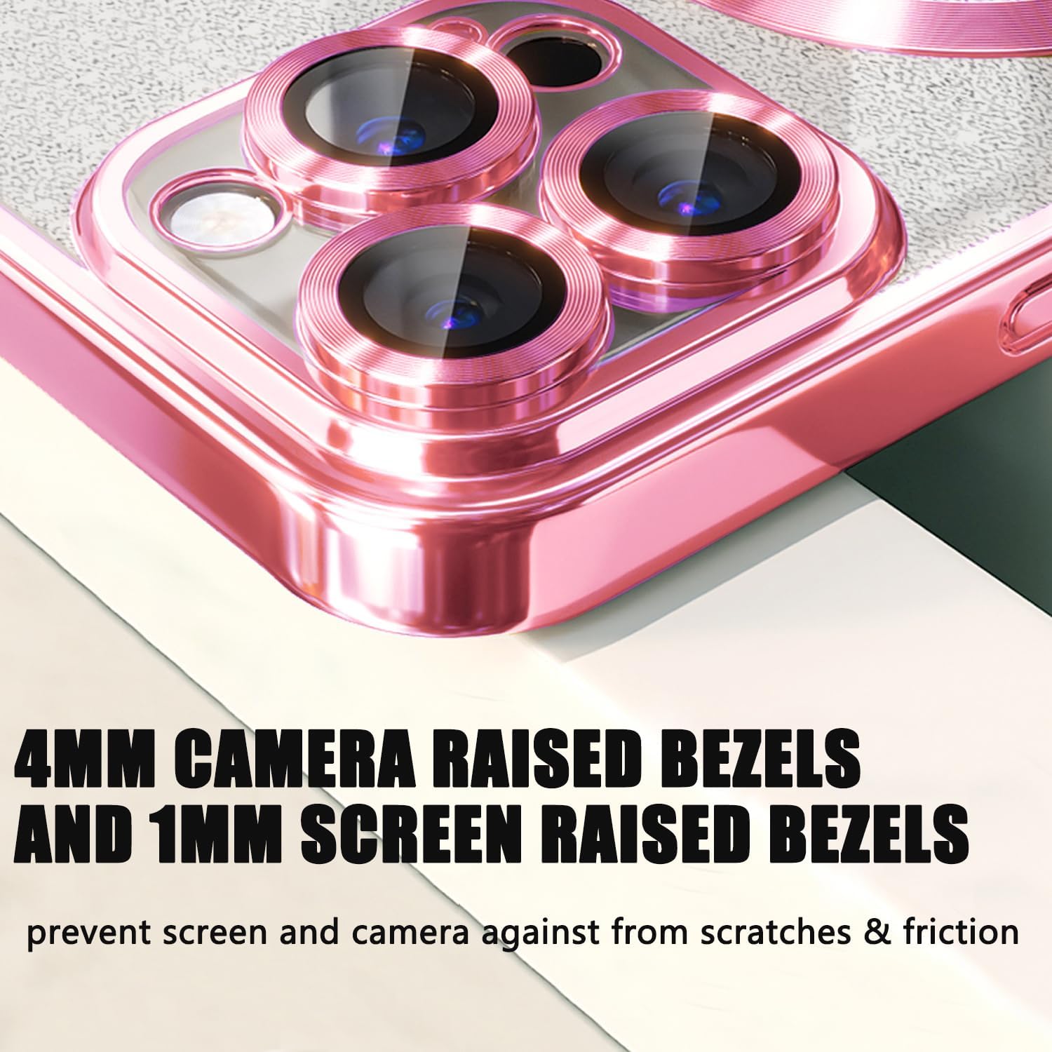 Misscase for iPhone 15 Pro Max Magnetic Glitter Case Compatible with MagSafe,Full Protection Slim Shockproof Anti-Scratch Case with Camera Lens Protector Logo View Dust-Proof Net for Women Pink - Image 6