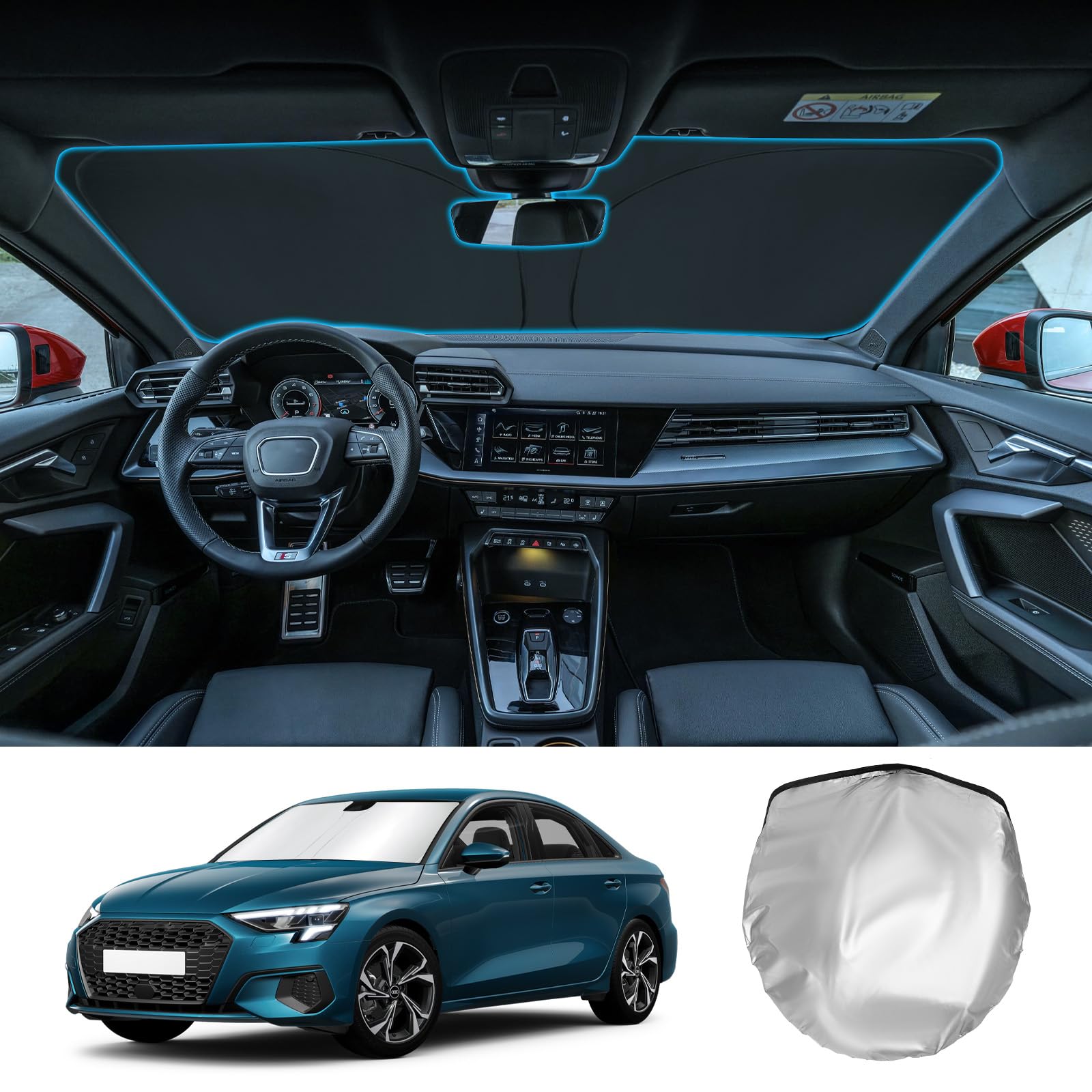 Pare-soleil Avant Sur Mesure Pour Audi A3 8V/8Y (2013-2025) - Protection UV Et Rafraîchissement - 10