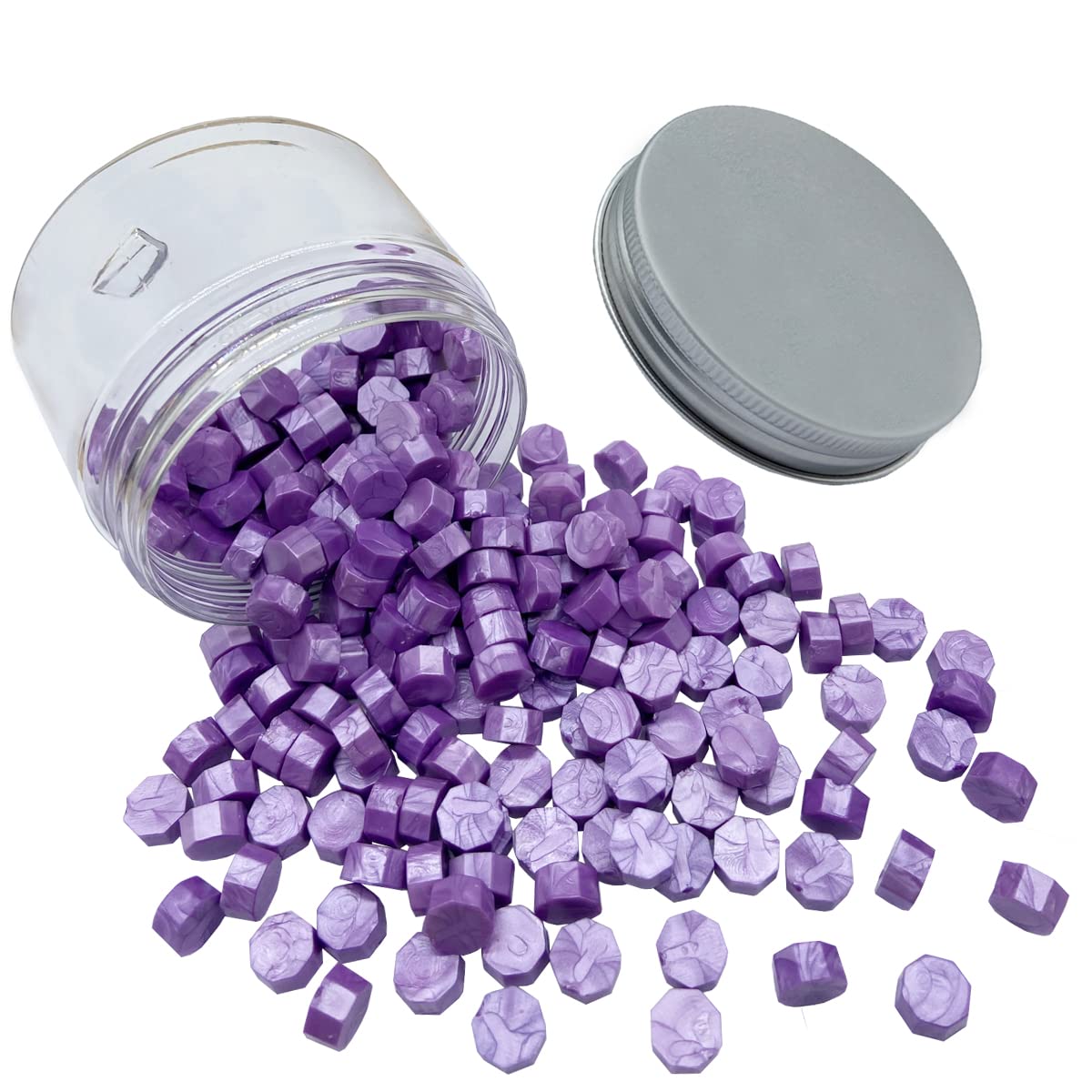 200 piezas de cera de sellado de lavanda Cuentas de sello de cera octágono a granel para invitaciones de boda Sello de cera de sello de regalo de Navidad Tarjeta de envoltura de sello de sobres