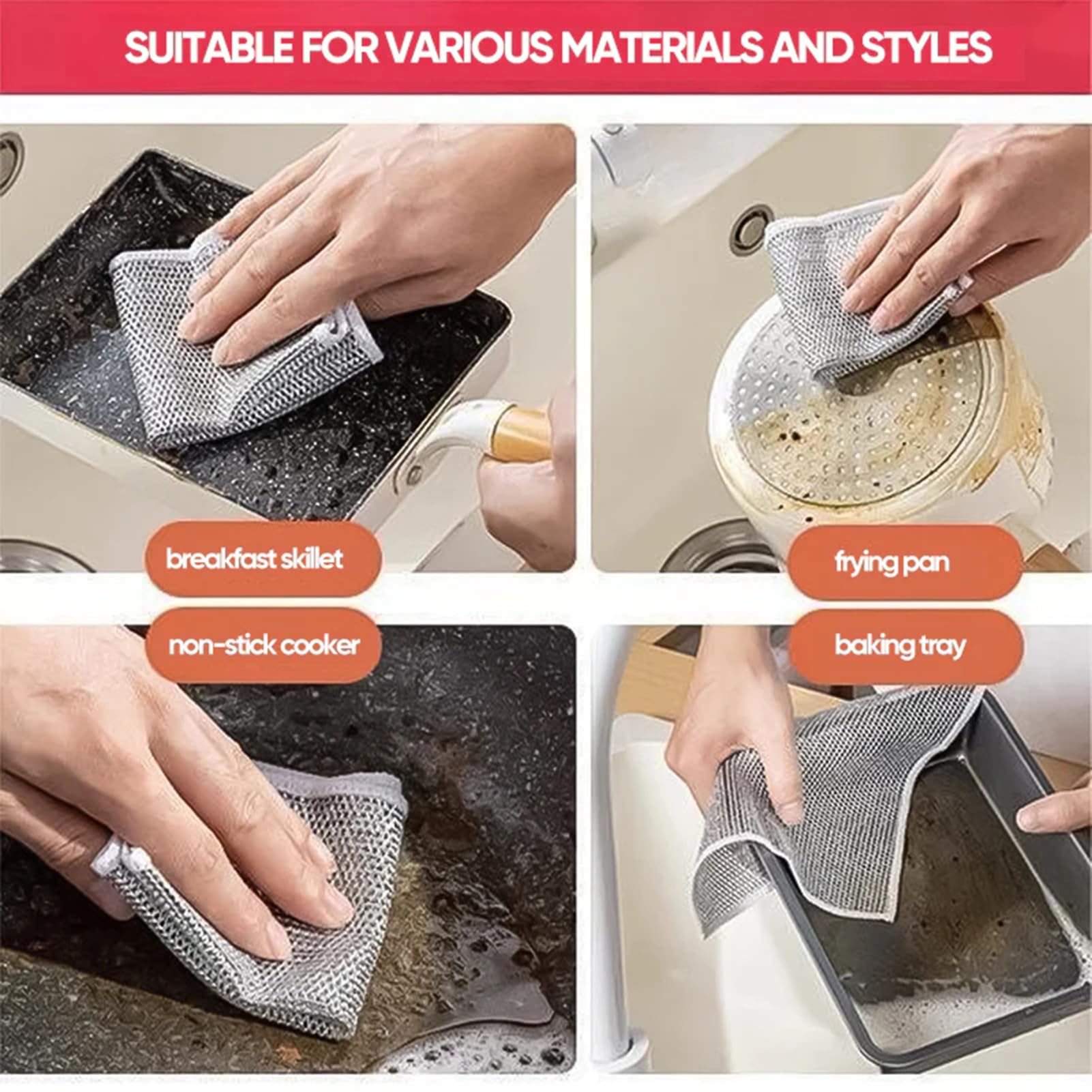 Tedious Strofinacci Multiuso in Filo Metallico | 5/10/20 pz Stracci per Piatti Cucina | Panno per Pulizia Riutilizzabile per Strofinacci Cucina | Stracci per la Pulizia Gadget Cucina Strofinacci