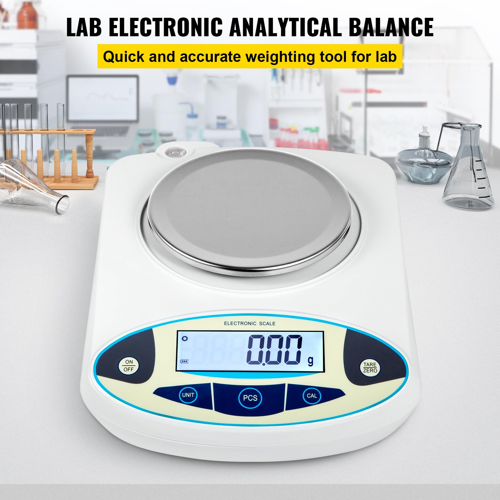 VEVOR Präzisionswaage 3000g 0.01g Digitale Labor-Analysewaage Feinwaage Milligramm Waage weiß
