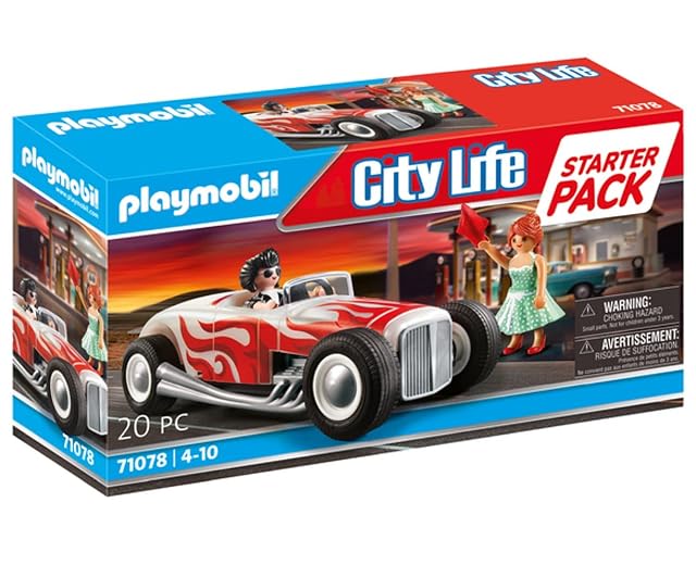 PLAYMOBIL City Life 71078 Starter Pack Hot Rod, Coche de Juguete Estilo años 50