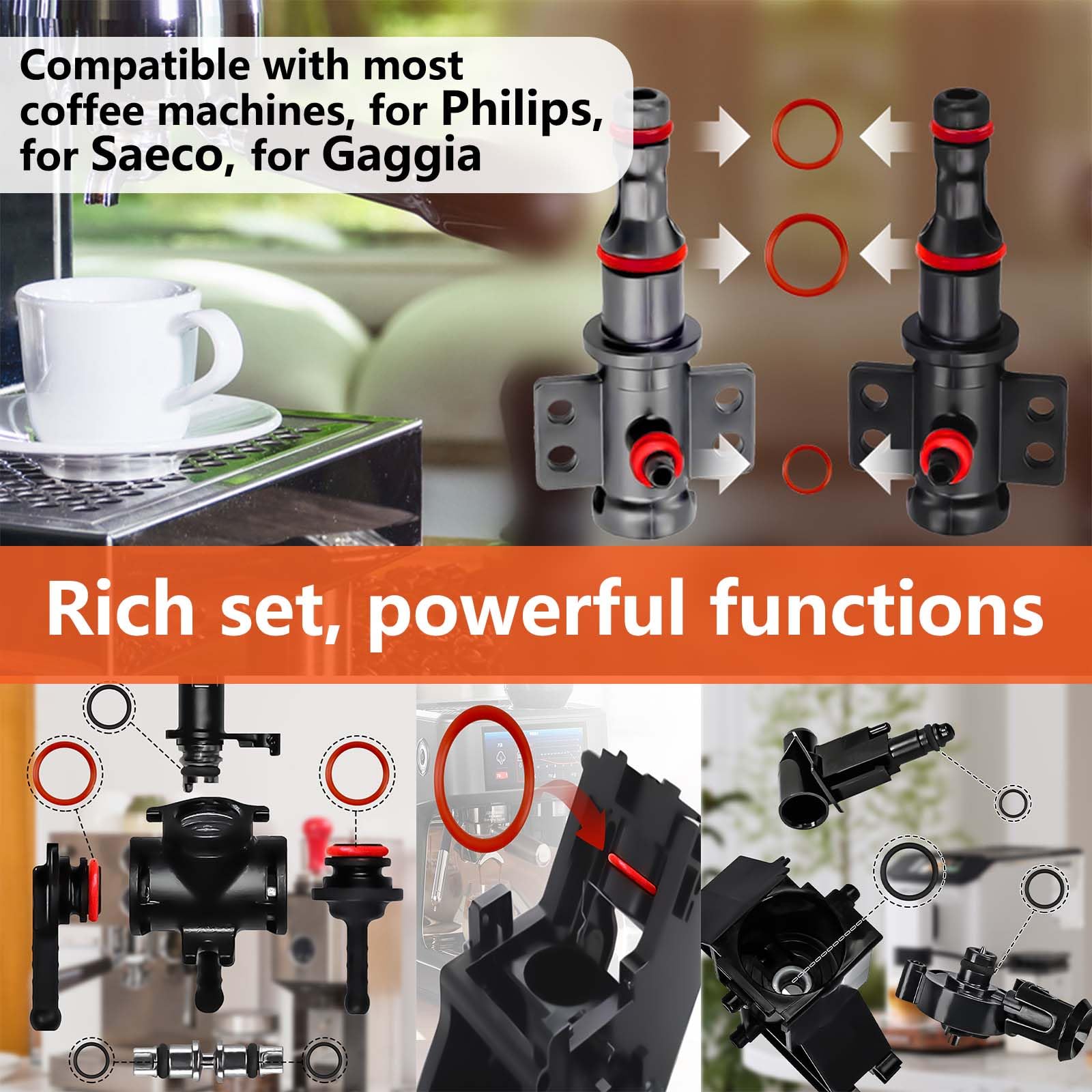 2x O-ring afdichting voor zeefdrager koffiemachine compatibel met Sage Gastroback & Breville zetgroep brouwkop afdichting (wit) ø 65 x 49 x 6,8mm (met lip 10mm
