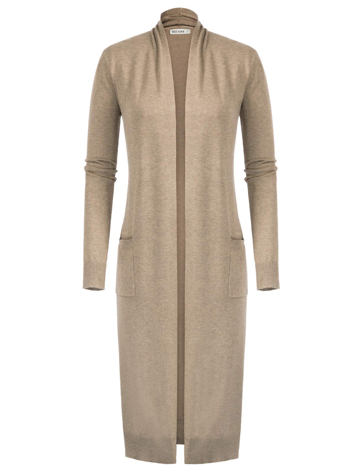 GRACE KARINEssential Solid Open Front Maxi Long Knitted Cardigan Sweater for Women