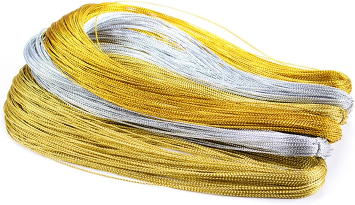 STOBOK 2sets Thick Macrame Cords Silver Metallic 100m/100yd Elastic Jewelry Making Thread DIY Beading Line Non Stretch Craft String Ideal for Present Wrapping 3pcs*2