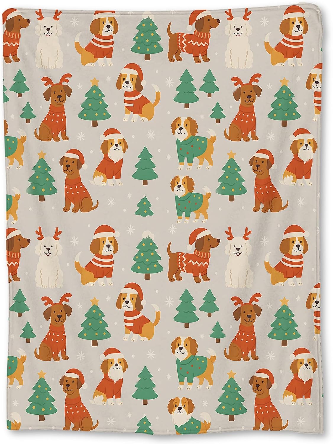 Christmas Dog Blanket, Soft Lightweight Flannel Cute Holiday Puppy Print Throw Blanket for Couch, Bed, Travel & Winter Decor Gifts, Cozy Warm Fuzzy Festive Blankets for Dog Lovers Women Kids 60×50 in