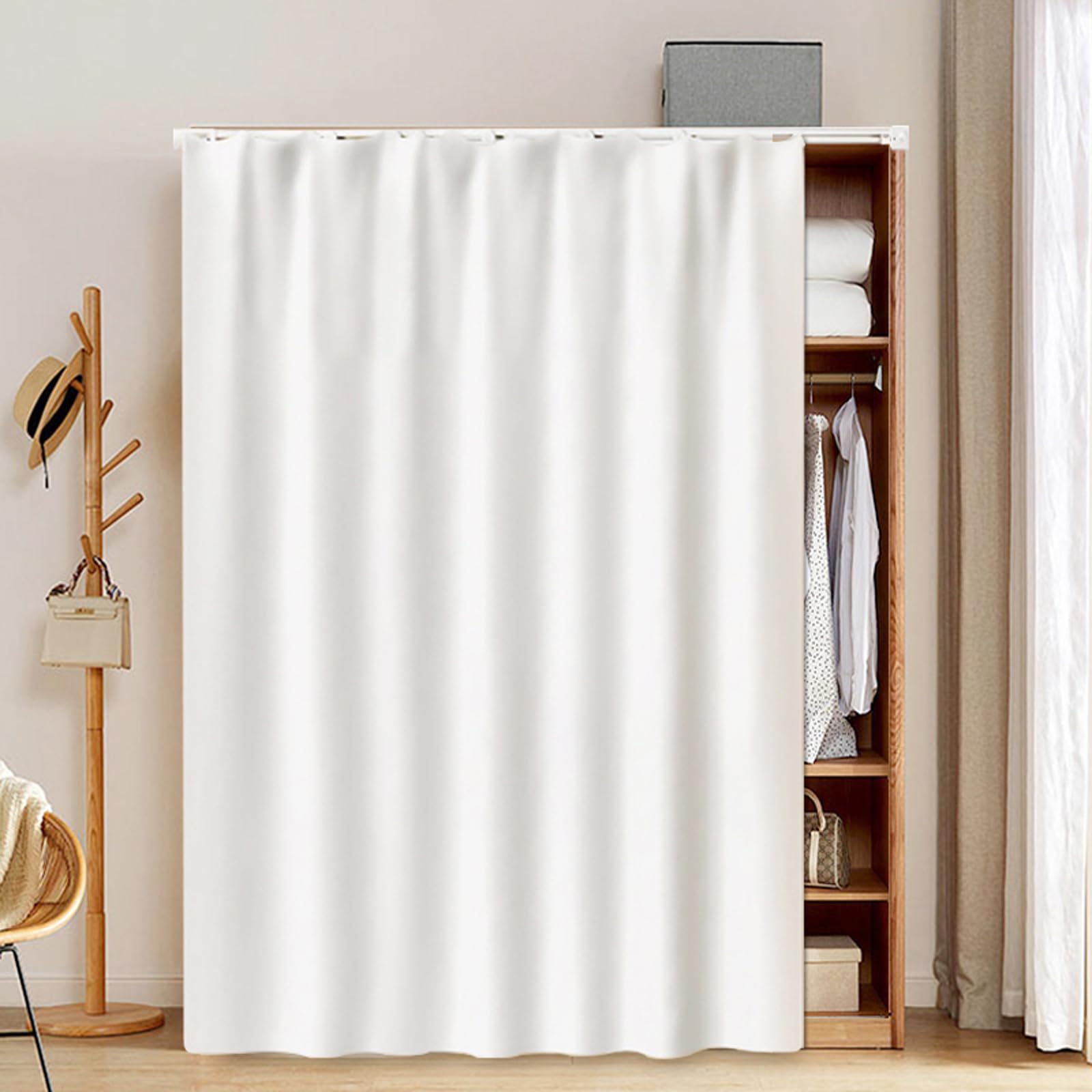 Rideau Court Velours Autocollant Pour Placard De Cuisine - Anti-poussière, Sans Perçage - W28" X H35"