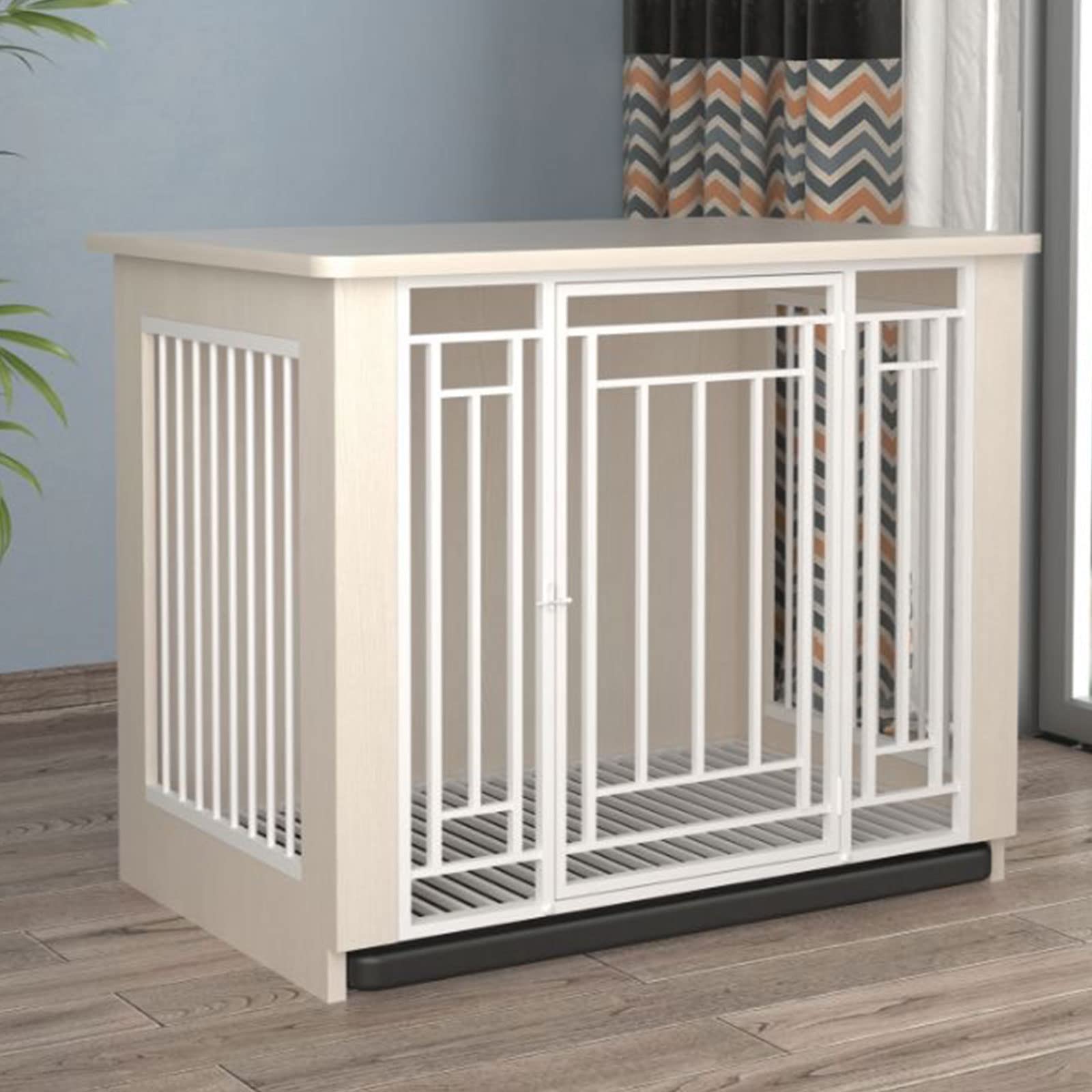Caseta de Madera Resistente para Perros de 80 cm, Resistente y antimordiscos para Razas pequeñas, Medianas y Grandes, con Elegante diseño Blanco.