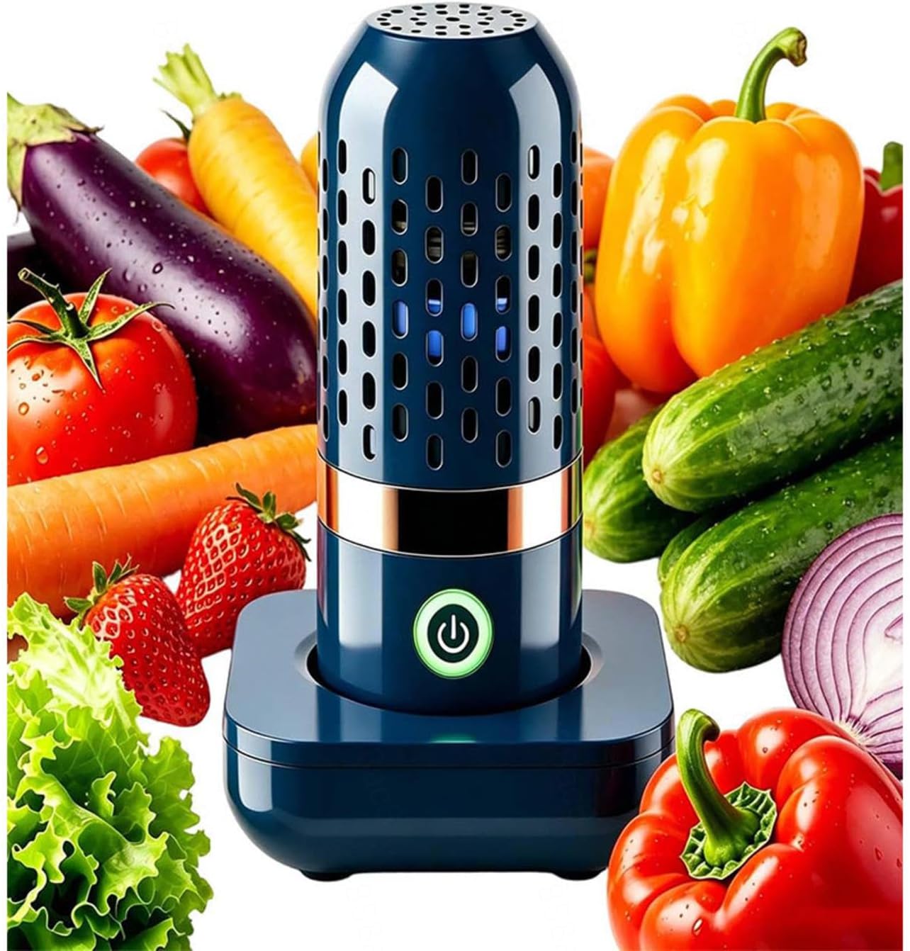 ultrasonic Produce Cleaner Wireless Charging, ultrasonic Produce Cleaner for Fruits,Veggies,Meat,Rice and Utensils, (Blue)
