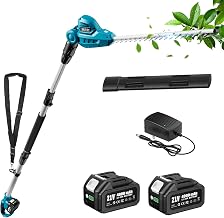 【2025 New Model】SEESII Rechargeable Pole Hedge Trimmer, Electric Pruning Trimmer, 480mm Trimming Width, Length Adjustable from 230-280cm, 2 x 4000mAh High-Capacity Batteries, Hedge Angle Adjustable