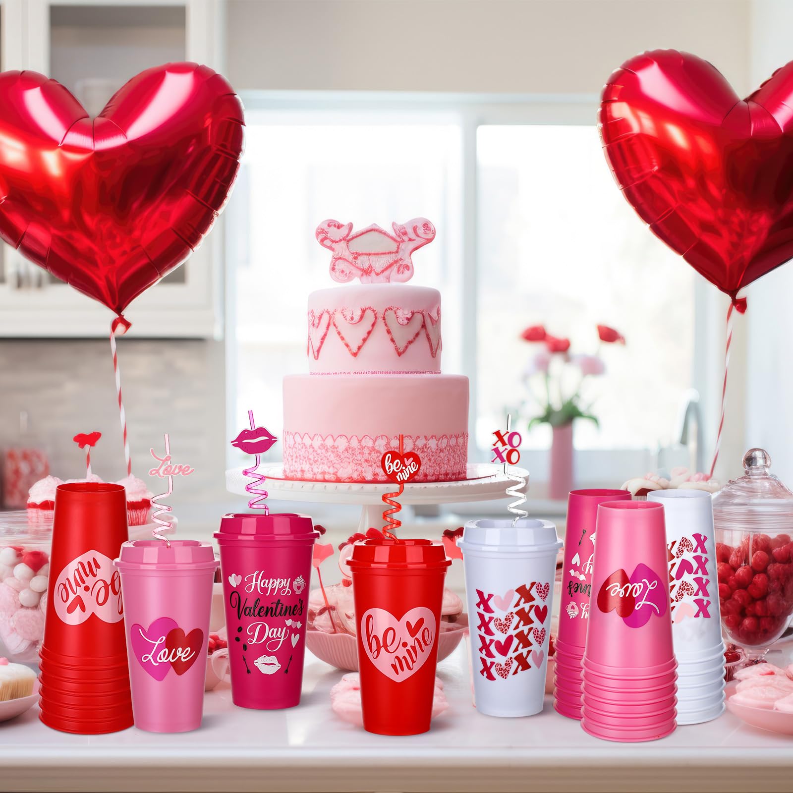Amazon.com: Patelai 24 Set Valentines Day Tumbler Cups Bulk for Teachers 16  oz Plastic Pink Heart Coffee Cups with Spiral Straw Lid and Accessories  Reusable Beverage Favor for Wedding Anniversary Party Gift