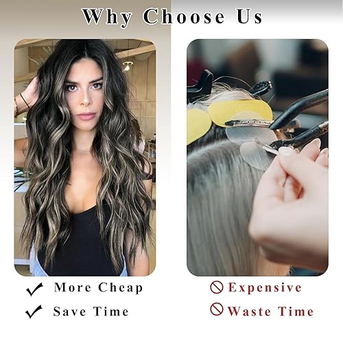Miniatura 6 de NAYOO Extensiones de cabello rizado con clip, 4 piezas, largo, ondulado, sintético, grueso, con fibra de doble trama, para mujer, cabeza completa