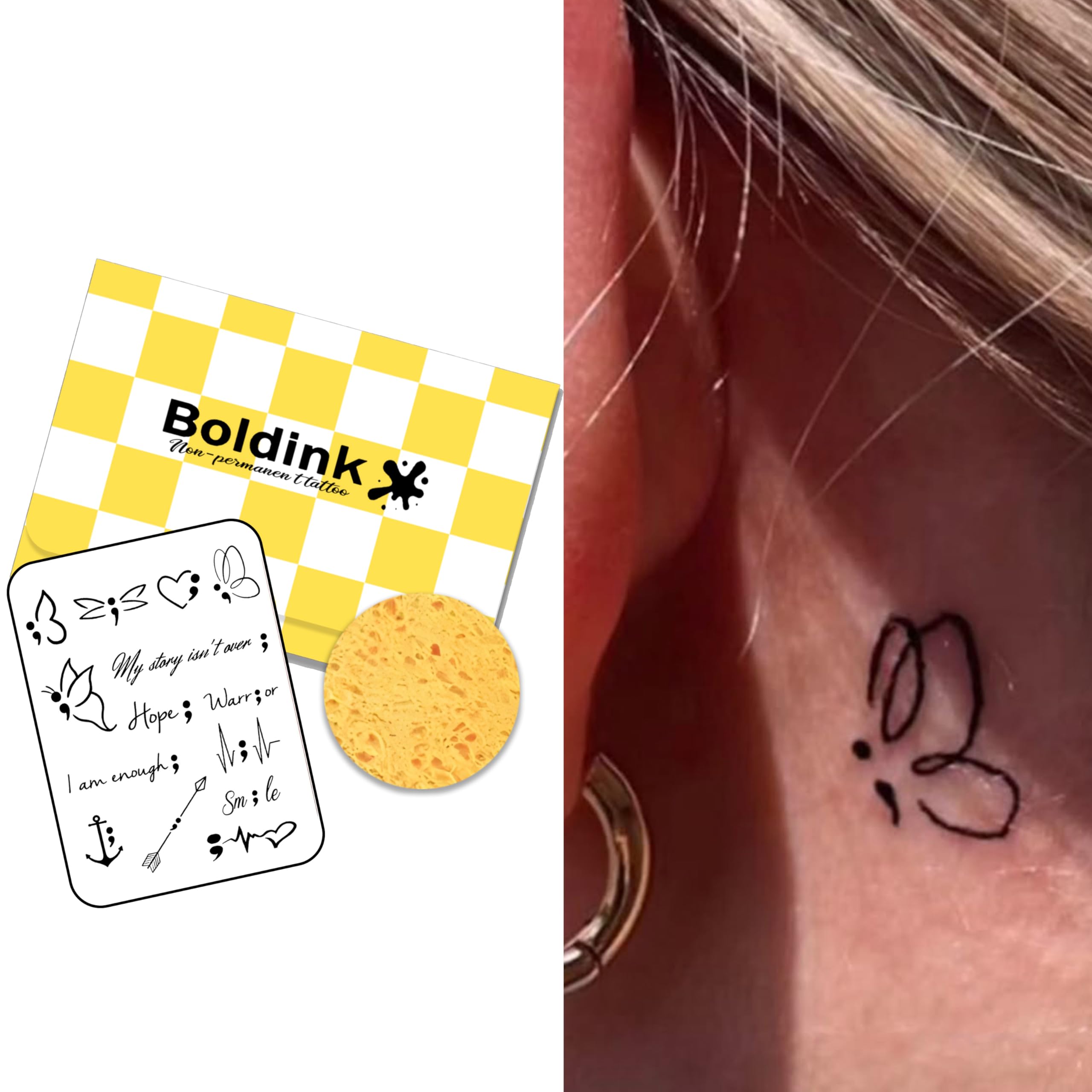 Boldink Semi-permanent Tattoos,Realistic Fake Tattoos,Last 7-15 Days,Waterproof Non-reflective Temporary Tattoo Stickers,Cruelty-free,Uniquely