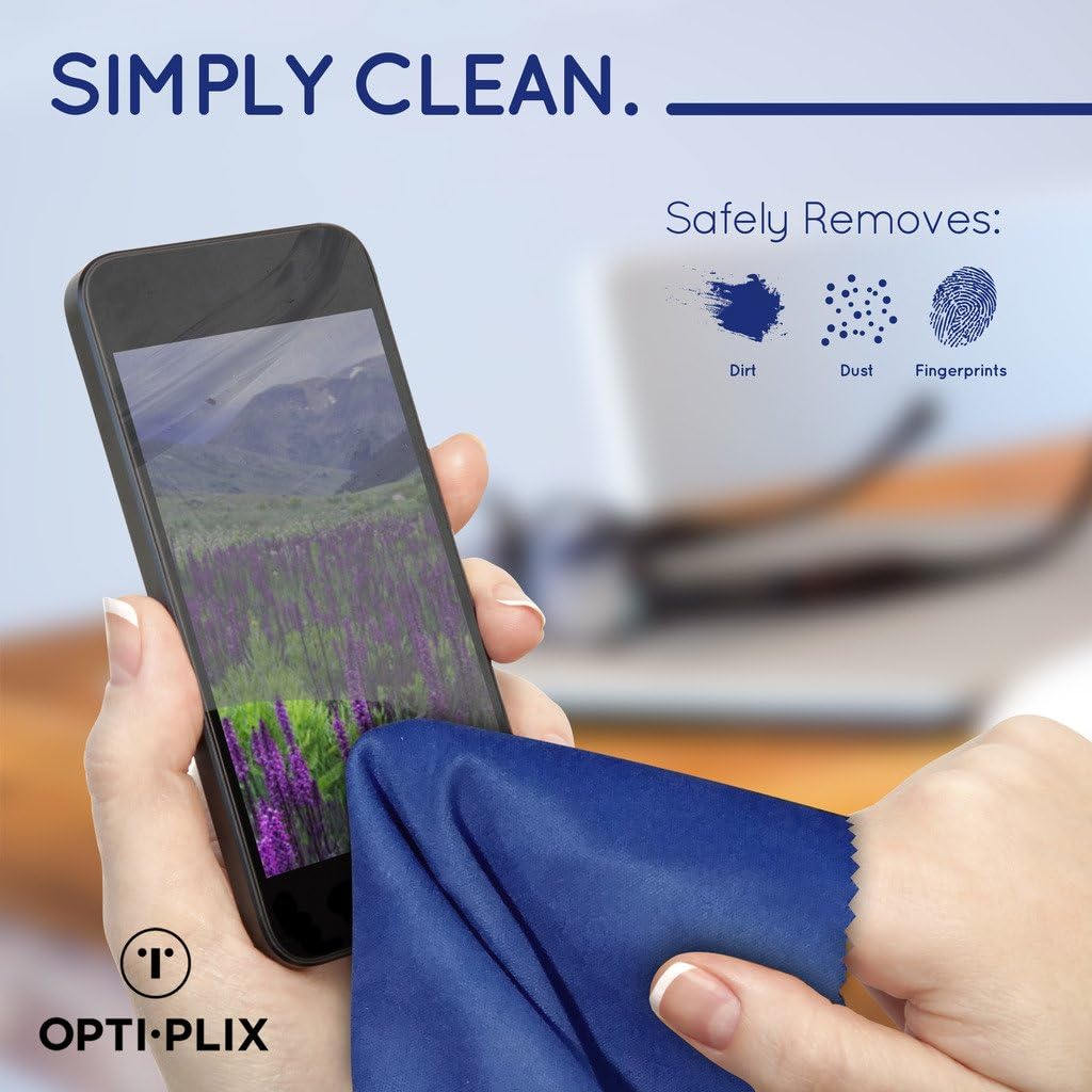 Eyeglass Cleaner Microfiber Cloth - Glasses Cleaner For All Gentle Surfaces, Touchscreens, Smartphones, Camera Lenses, LCD & HD Screens -Dark Green, 12 Pack- By OptiPlix