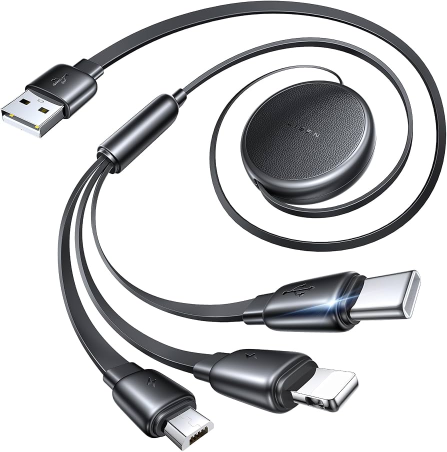 Amazon.co.jp: LISEN 3in1 充電ケーブル 巻き取り, 1m まきとり充電