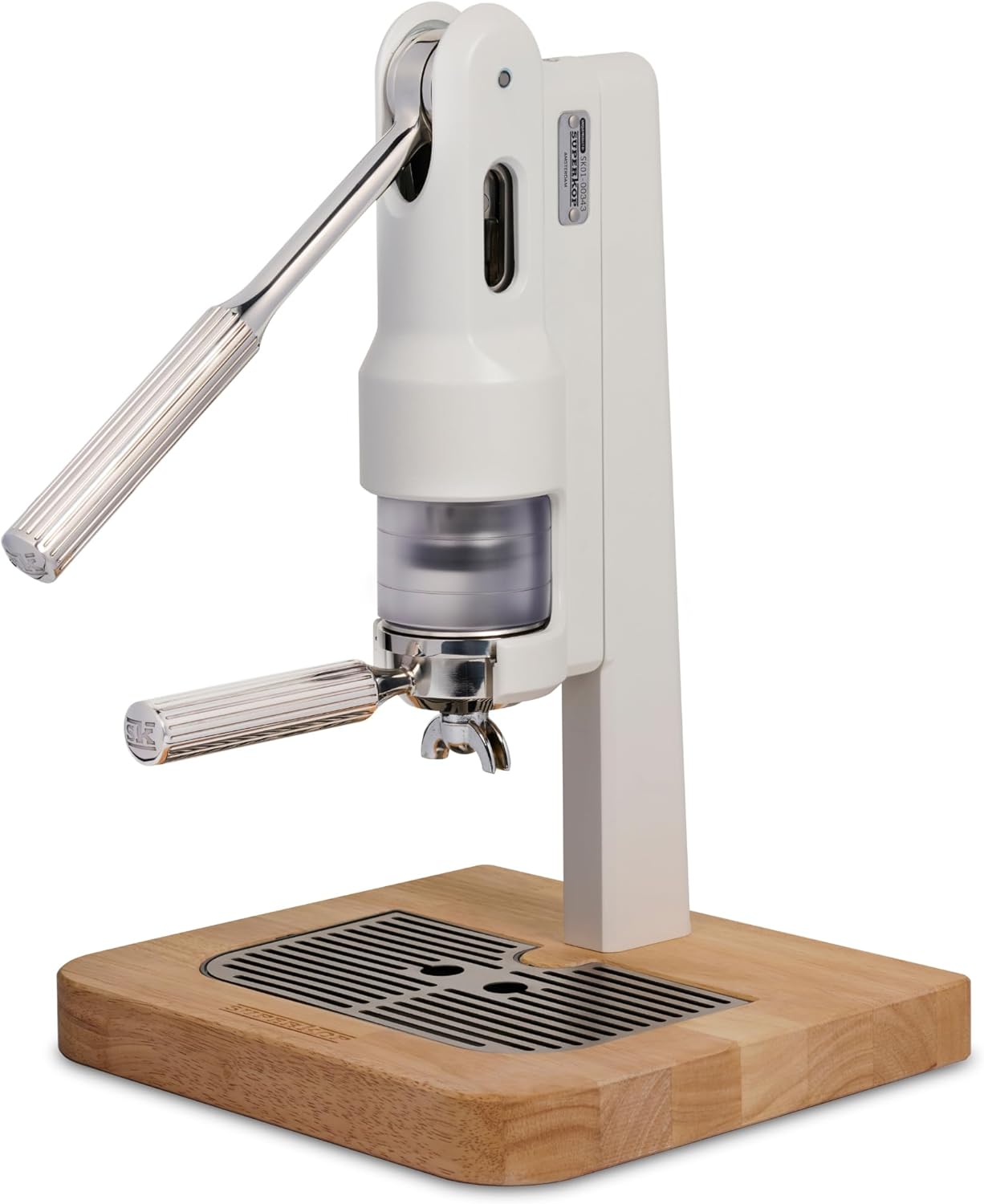 SUPERKOP Espresso & Coffee Maker, Manual Espresso Tool & Machine - Portable, Maintenance Free, Retro Stylish Design, Commercial & Home Purposes - 18 gr Espresso Capacity, Non-Electric - White