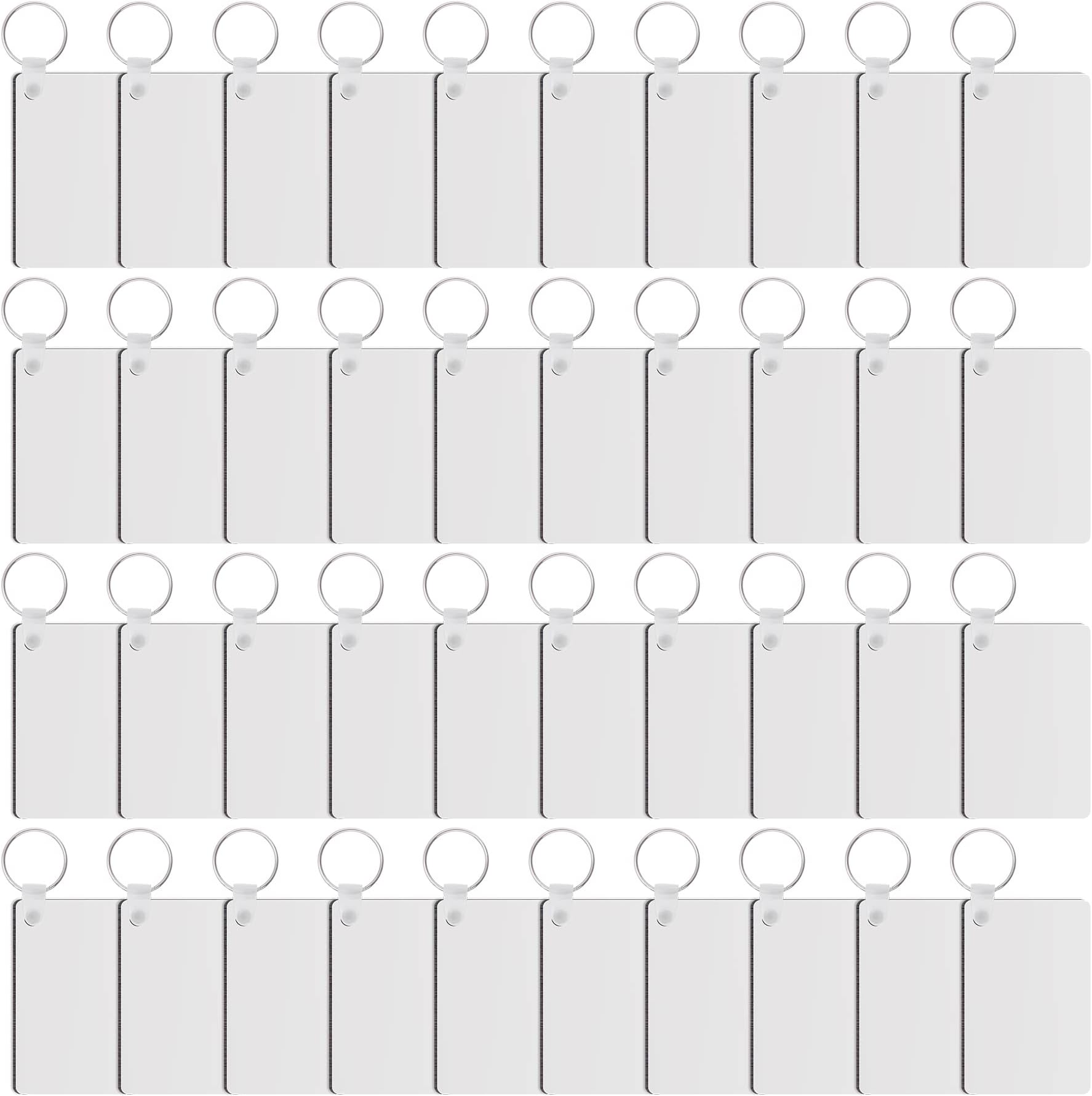Duufin 120 Pcs Sublimation Keyring Blanks Set with Rectangle Heat Transfer MDF Blanks Key Rings and Plastic Retaining Clips for DIY and Craft, Double-Sided Printed