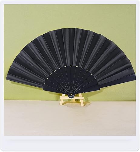 Miniatura 5 de Yolyoo 12 abanicos de mano plegables negros, abanicos de tela, estilo chino, japonés, para verano, para fiestas, bodas, regalos, decoración de